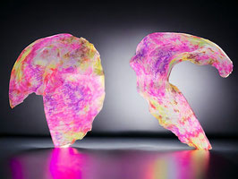 1 Paar Angel Wings, Batik "Peony" Pink Gelb Weiß Lila, 180 cm, A-Qualität