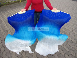 1 Paar Fan Pois, "Royalty" (Blau Türkis Weiß), rechts + links, 150 cm, B-Qualität