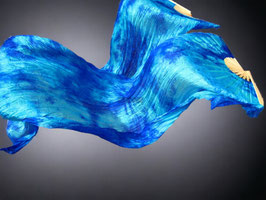 1 Paar Schleierfächer, Batik "Blue Moon", rechts + links, A-Qualität, 150 cm