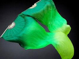 1 Paar Schleierfächer, "Emerald" (Dunkelgrün Grün Apfelgrün), rechts + links, B-Qualität, 180 cm