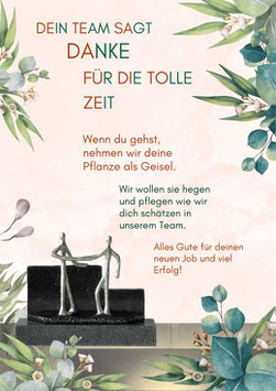 Sprüche Poster zum Abschied mit Skulpturen "Dein Team sagt Danke für die tolle Zeit!"