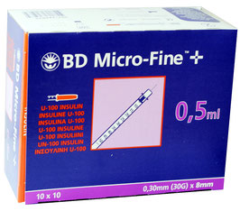 BD Micro-Fine+U100 0,5ml  - Insulinspritzen, 100 St