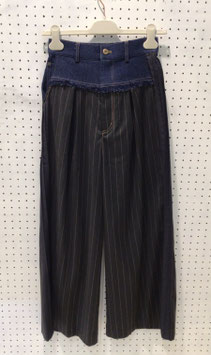 AULAAILA　ストライプ×デニムコンビネーションパンツ