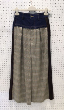 AULAAILA　チェック×デニムコンビネーションパンツ