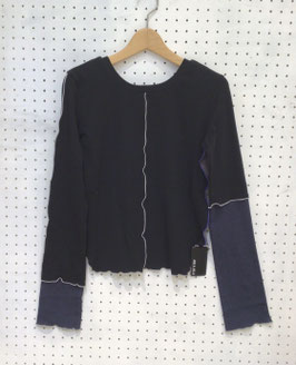 AULAAILA　カラーブロックTOPS（ブラック×グレー）