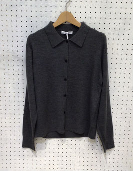 メリノウールポロカーディガン（Gray)