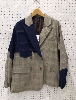 AULAAILA　チェック×デニムコンビネーションジャケット