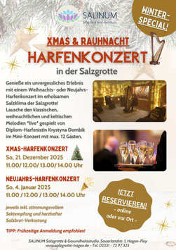 XMAS-Harfenkonzert - Sonntag, 21. Dezember 2025 - Inkl. Salzbrotverkostung & Sektempfang