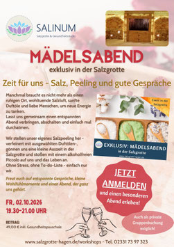 Fr, 02.10.26 - Mädelsabend in der Salzgrotte um 19.30-21.00 Uhr
