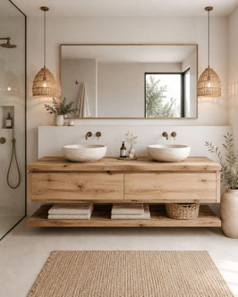 MUEBLE DE LAVABO MADERA NATURAL A MEDIDA