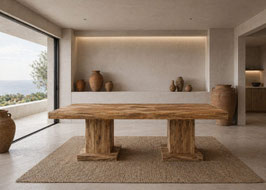 MESA DE COMEDOR DE MADERA RÚSTICA