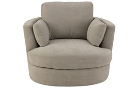 SILLÓN PIVOTANTE MADERA TEJIDO GRIS