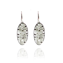 Hanging Oval Stone - Crystal Earrings