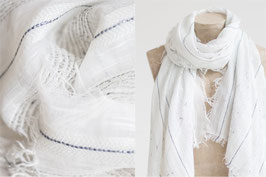 White and Navy Woven Scarf