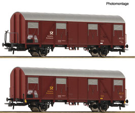 Roco 6600248 2 stuks. Set: Overdekte postgoederenwagons, DBP