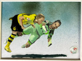 BVB - BayernMünchen, 2018,Öl/PET, Passepartout/ Rahmen