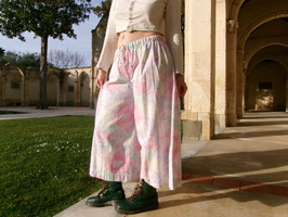 Pantalon Nine blanc à fleurs rose te bleu