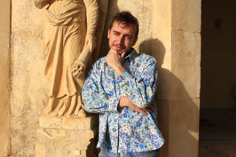 chemise parpalhol bleue à fleurs
