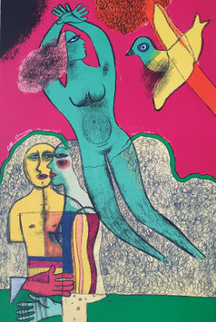 Femme et oiseau de îles