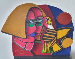 Beeld: Vrouw met vogel