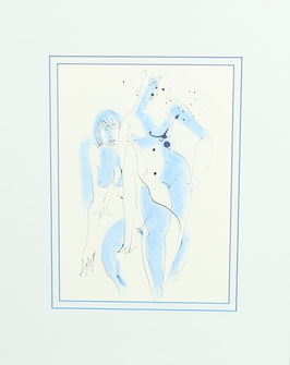 Twee Naakte vrouwen in blauw