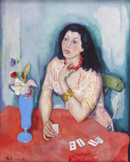 Vrouw met speelkaarten