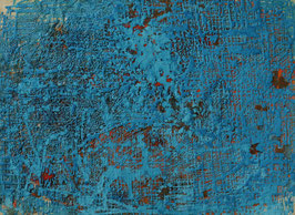 Abstract blauw met roodbruine ondergrond