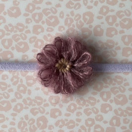 Newborn haarbandje lila met bloemetje