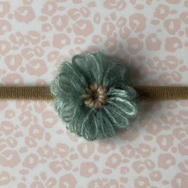 Newborn haarbandje mint met bloemetje