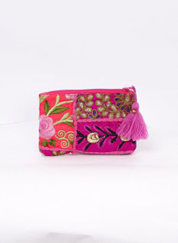 AR-608 Täschchen Recyceltes Sari - Pink