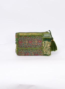 AR-611 Täschchen Recyceltes Sari - Olive
