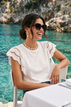 TOP COTON EMMA MANCHES DENTELLE