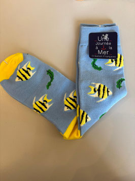 CHAUSSETTES 39-44  POISSONS JAUNES    HOMME