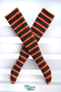 striped socks brown and orange / 21-97