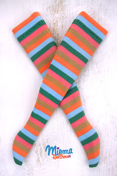 Striped socks green, pink, beige, orange, blue / 21-108