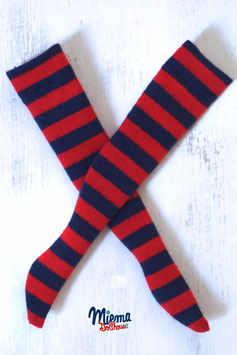socks striped wine red and dark blue / 21-37
