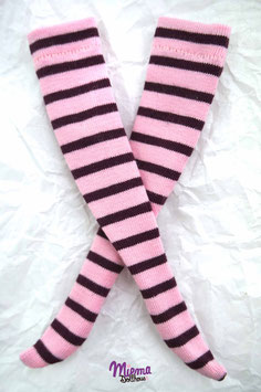 Striped socks pink and dark brown / 21-7