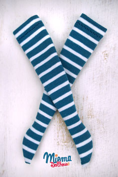 striped socks dark turquoise and white / 21-113