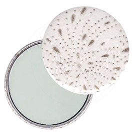Flaschenöffner mit Magnet oder Taschenspiegel,Handspiegel  ,Button, 59 mm Durchmesser, Wirbel weiß gold