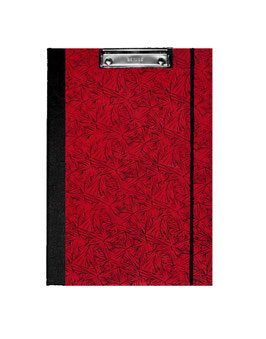 Klemmbrett Mappe DinA4 , Nepalpapier Striche schwarz auf rot
