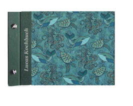 Schraubalbum Din A4 ,Seeworld,dunkelgrüner Buchleinen,Querformat, ohne Inhalt,offener Buchrücken ,150 Blatt hellbeiges Druckerpapier 160g,Plus Aufschrift