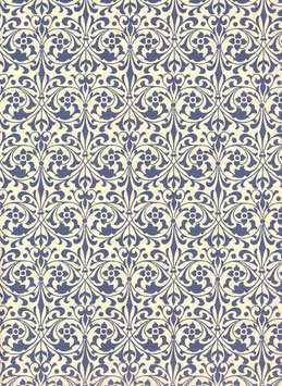 Leipziger Vorsatzpapier  Blumenornamente blau,05