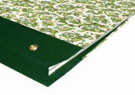 Schraubalbum / Gästebuch DinA4 Hochformat, geschlossener Buchrücken, Florentiner Papier , grün gold, mit 25 Blatt weißem DinA4 Druckerpapier 160g