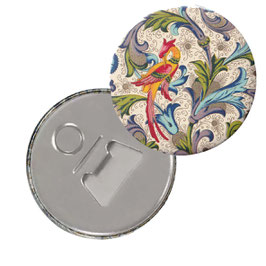 Taschenspiegel,Handspiegel, oder Flaschenöffner mit Magnet  ,Button, 59 mm Durchmesser,Florentiner Papier Ornamente Vögel