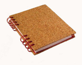 Telefonbuch / Notizbuch Din A6, mit roter Ringbindung Wire-O Bindung, Register ABC rot orange,Korkpapier grob