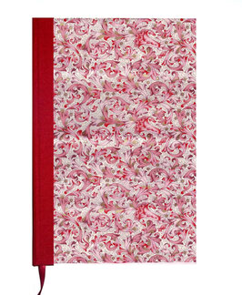 Kalender / Buchkalender / Tageskalender 2026 DinA5, Florentiner Papier Blumenornamente pink