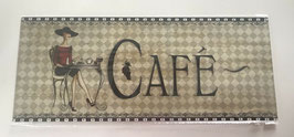 Blechschild Cafe Dame am Tisch Retro 50 x 20 cm