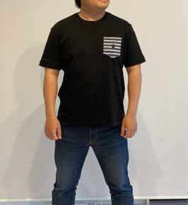【メンズ】Tシャツ　ブラック　ボーダーリンクシリーズ　フリーサイズ