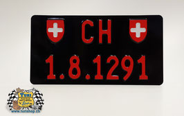 CH-Schild Hochformat 30 x 16cm Schwarz/Rot, kleine Schrift