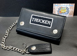 Lederportemonnaie "Trucker" mit Kette, schwarz